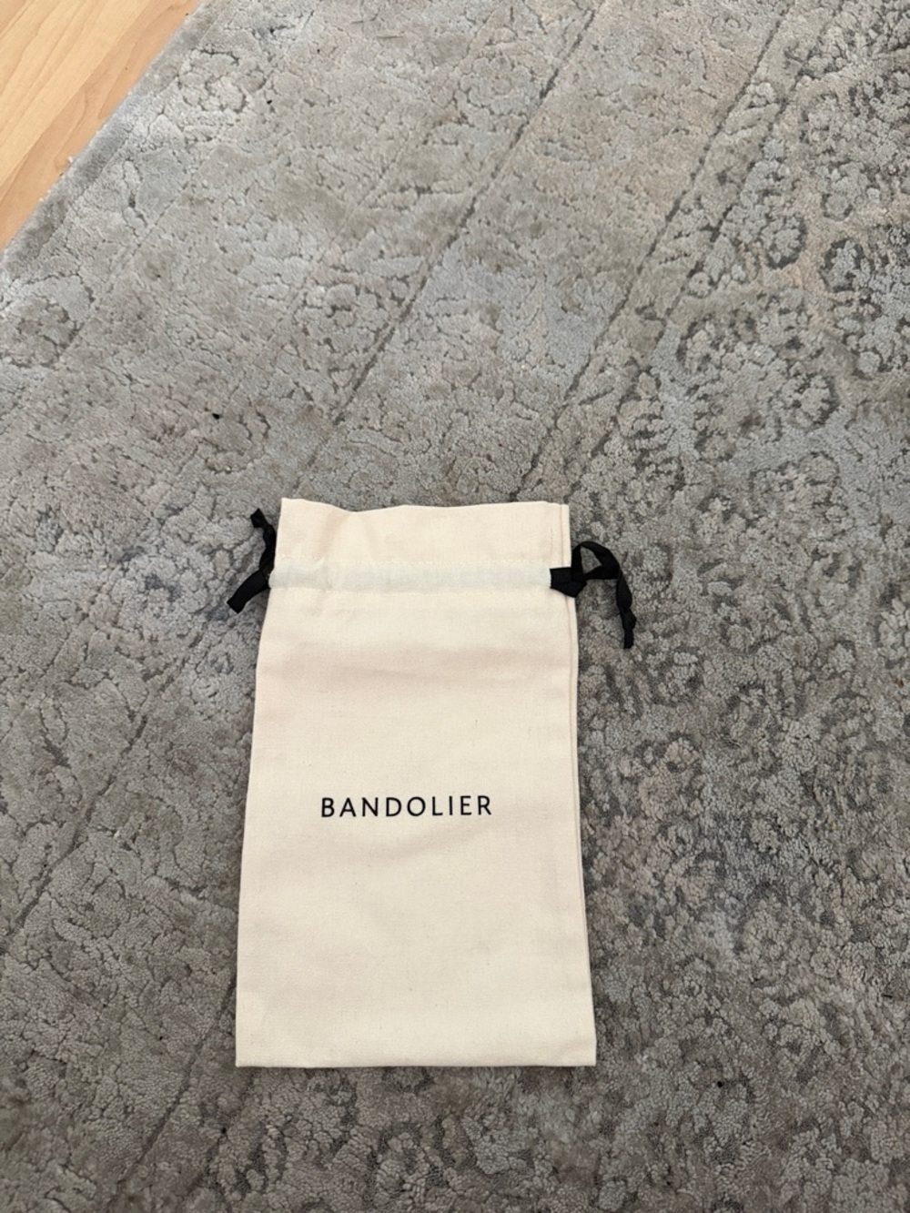 Bandolier Cream Canvas Drawstring Pouch with Black Ties